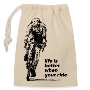 Montez sur - Sac cadeau en coton avec cordon (14 x 20 cm) - nature - Devant