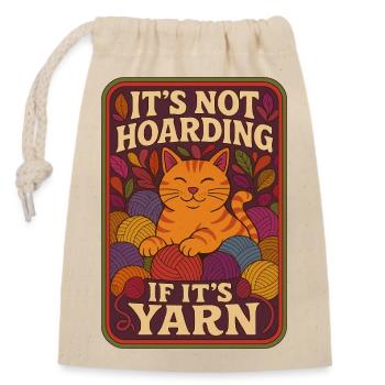 Hoarding Yarn Cat Illustration - Closable cotton gift bag (14x20cm) - nature - Front