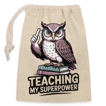 Enseigner Power Owl - Sac cadeau en coton avec cordon (14 x 20 cm) - nature - Devant
