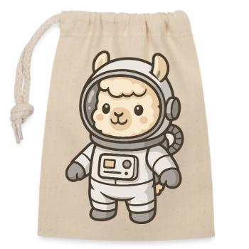 Imprimé mignon d'astronaute lama - Sac cadeau en coton avec cordon (14 x 20 cm) - nature - Devant