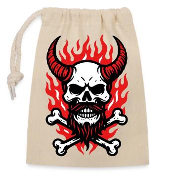 Fire Skull Demon - Verschließbarer Geschenkbeutel aus Baumwolle (14x20cm) - Natur - Vorne