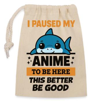 J’ai mis l’anime en pause – Blahaj - Sac cadeau en coton avec cordon (14 x 20 cm) - nature - Devant
