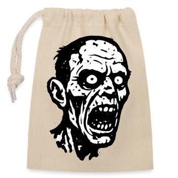 Schreiender Zombie Kopfprint Halloween - Verschließbarer Geschenkbeutel aus Baumwolle (14x20cm) - Natur - Vorne