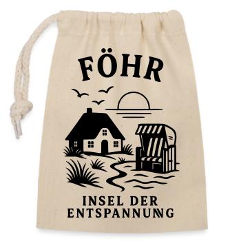 Föhr Insel der Entspannung Nordsee - Verschließbarer Geschenkbeutel aus Baumwolle (14x20cm) - Natur - Vorne