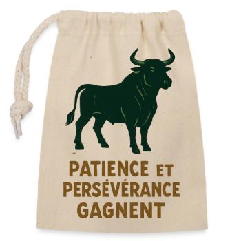 Taurus Star Sign - Astrology - Closable cotton gift bag (14x20cm) - nature - Front