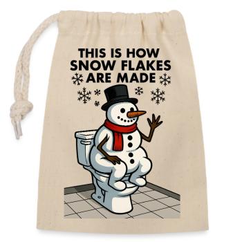 bonhomme de neige sur les toilettes dessin animé drôle - Sac cadeau en coton avec cordon (14 x 20 cm) - nature - Devant