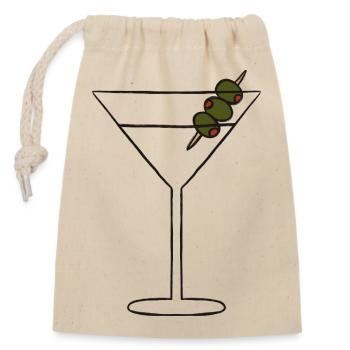 Silhouette de Martini en brochette d’olive - Sac cadeau en coton avec cordon (14 x 20 cm) - nature - Devant