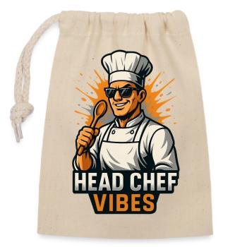 Head Chef Vibes – Chemise de chef cool - Sac cadeau en coton avec cordon (14 x 20 cm) - nature - Devant