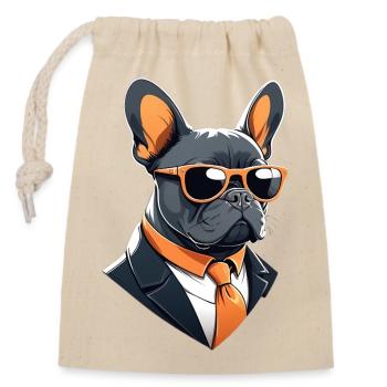 Lunettes de soleil chien en costume - Sac cadeau en coton avec cordon (14 x 20 cm) - nature - Devant