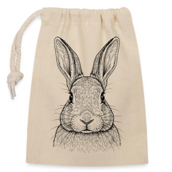 Rabbit Bunny - Closable cotton gift bag (14x20cm) - nature - Front