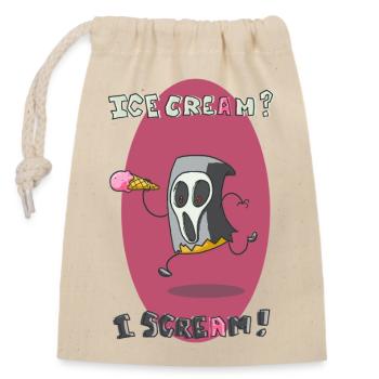 Icecream? I scream! - Closable cotton gift bag (14x20cm) - nature - Front