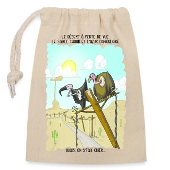 Les vautours - Sac cadeau en coton avec cordon (14 x 20 cm) - nature - Devant