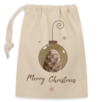 Bal de Noël avec décoration de Noël en cône - Sac cadeau en coton avec cordon (14 x 20 cm) - nature - Devant