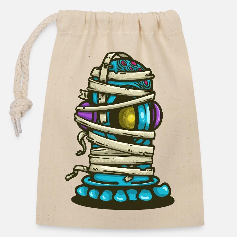 Extraterrestre enveloppé de bandages - Sac cadeau en coton avec cordon (14 x 20 cm) - nature