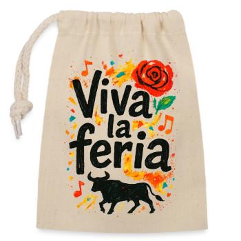 Viva la feria – Baskische Traditionen - Verschließbarer Geschenkbeutel aus Baumwolle (14x20cm) - Natur - Vorne
