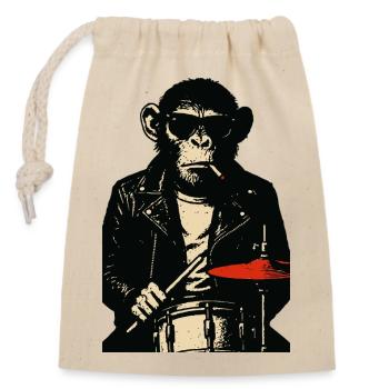 Chimp Rebel Drummer - Closable cotton gift bag (14x20cm) - nature - Front