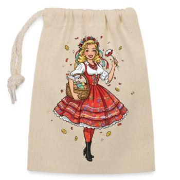 Traditionelle polnische Folklore-Tracht - Verschließbarer Geschenkbeutel aus Baumwolle (14x20cm) - Natur - Vorne