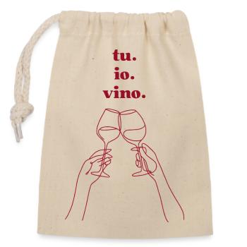 Toi. Je. du vin. - Sac cadeau en coton avec cordon (14 x 20 cm) - nature - Devant
