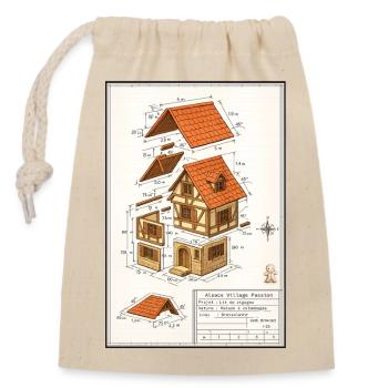Maison colombages Alsacienne plan architecte  - Sac cadeau en coton avec cordon (14 x 20 cm) - nature - Devant