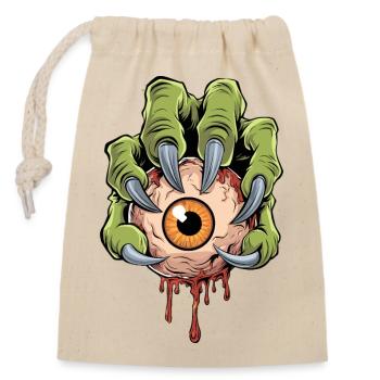 Monster Hand Holding Scary Eye - Closable cotton gift bag (14x20cm) - nature - Front
