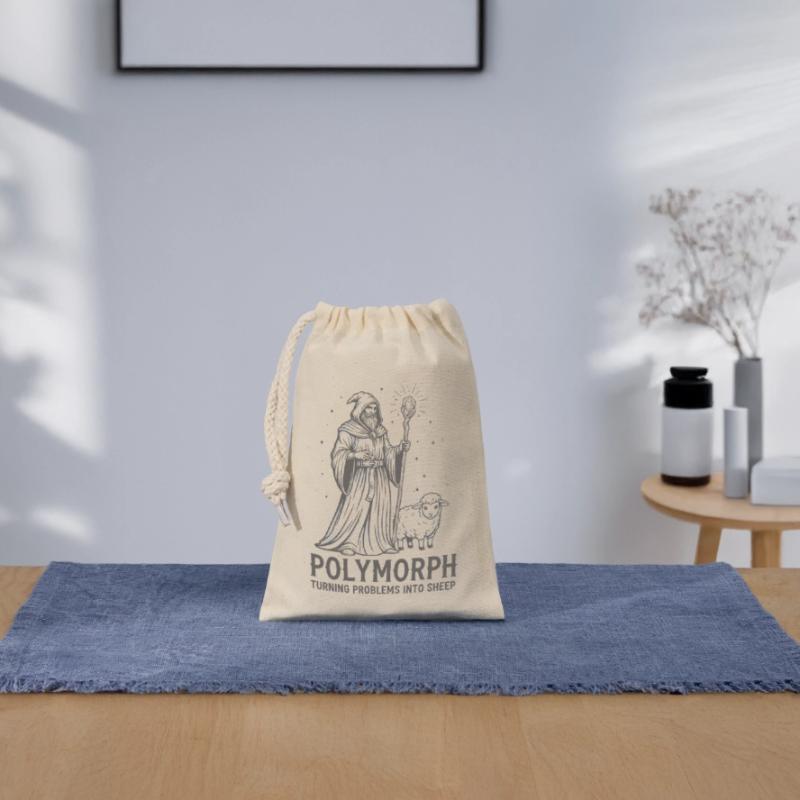 Polymorph Wizard – Turning Problems into Sheep Closable cotton gift bag (14x20cm)