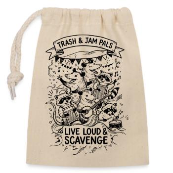Trash and Jam Pals - Sac cadeau en coton avec cordon (14 x 20 cm) - nature - Devant