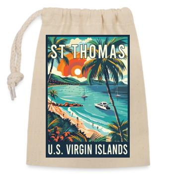 Explore St. Thomas Tropical Vintage Travel Art - Closable cotton gift bag (14x20cm) - nature - Front