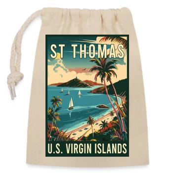 Discover St. Thomas Tropical Vintage Travel Art - Closable cotton gift bag (14x20cm) - nature - Front