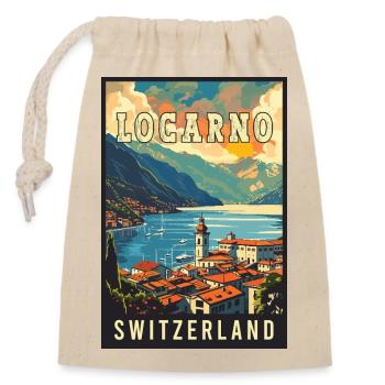 Découvrez la tranquillité à Locarno - Suisse - Sac cadeau en coton avec cordon (14 x 20 cm) - nature - Devant