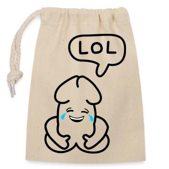 lustiges Junior-LOL-Emoticon - Verschließbarer Geschenkbeutel aus Baumwolle (14x20cm) - Natur - Vorne