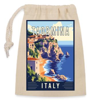 Discover Beauty of Taormina in Italy - Closable cotton gift bag (14x20cm) - nature - Front