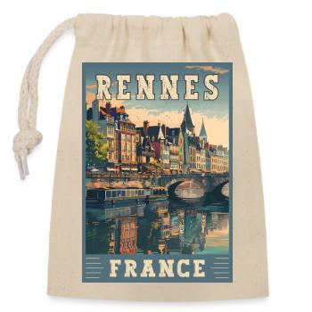 Discover Rennes In France Charming French City - Closable cotton gift bag (14x20cm) - nature - Front