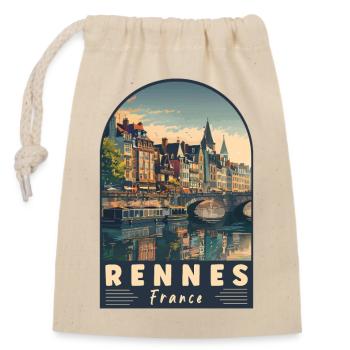 Explorez Rennes en France Charmante ville française - Sac cadeau en coton avec cordon (14 x 20 cm) - nature - Devant