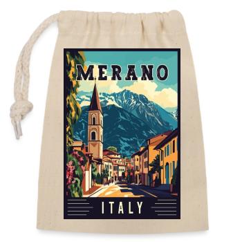 Entdecken Sie das atemberaubende Merano in Italien - Verschließbarer Geschenkbeutel aus Baumwolle (14x20cm) - Natur - Vorne