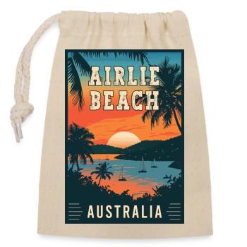 Erkunden Sie das tropische Paradies Airlie Beach Australien - Verschließbarer Geschenkbeutel aus Baumwolle (14x20cm) - Natur - Vorne
