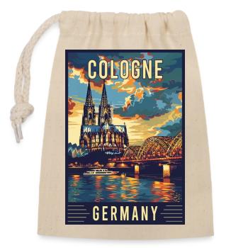 Erleben Sie die kulturellen Reize von Köln in Deutschland - Verschließbarer Geschenkbeutel aus Baumwolle (14x20cm) - Natur - Vorne