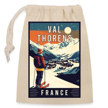 Découvrez le paradis du ski alpin de Val Thorens en France - Sac cadeau en coton avec cordon (14 x 20 cm) - nature - Devant