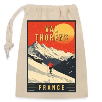 Découvrez le Paradis du ski alpin à Val Thorens, France - Sac cadeau en coton avec cordon (14 x 20 cm) - nature - Devant