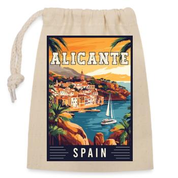 Entdecken Sie den mediterranen Charme von Alicante in Spanien - Verschließbarer Geschenkbeutel aus Baumwolle (14x20cm) - Natur - Vorne