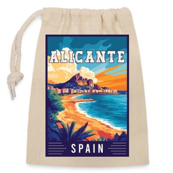 Entdecken Sie den mediterranen Charme von Alicante in Spanien - Verschließbarer Geschenkbeutel aus Baumwolle (14x20cm) - Natur - Vorne