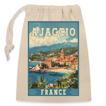 Experience Ajaccio France - Mediterranean Paradise - Closable cotton gift bag (14x20cm) - nature - Front