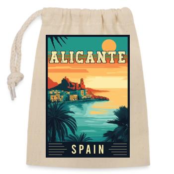 Erleben Sie den mediterranen Charme von Alicante, Spanien - Verschließbarer Geschenkbeutel aus Baumwolle (14x20cm) - Natur - Vorne