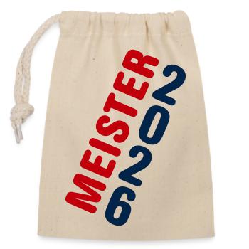 Meister 2026 Meisterschaft - Verschließbarer Geschenkbeutel aus Baumwolle (14x20cm) - Natur - Vorne