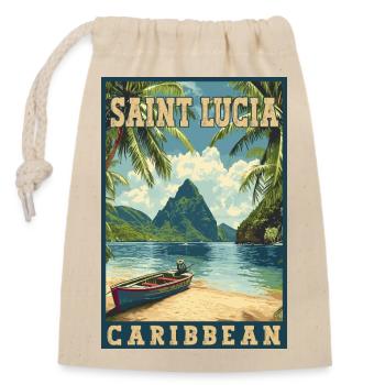 Experience Saint Lucia Caribbean Tropical Paradise - Closable cotton gift bag (14x20cm) - nature - Front