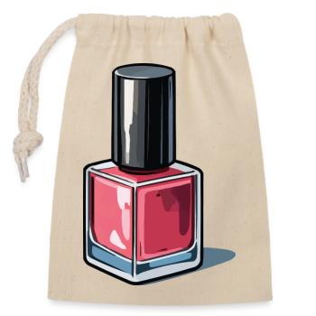 Pastellrosa Nagellack Flakon - Verschließbarer Geschenkbeutel aus Baumwolle (14x20cm) - Natur - Vorne