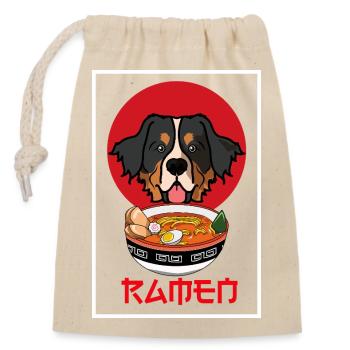 Bernese Mountain Dog Ramen Kawaii Japanese Art - Closable cotton gift bag (14x20cm) - nature - Front