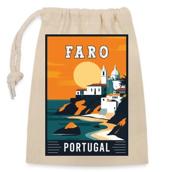 Explore Captivating Faro in Portugal - Closable cotton gift bag (14x20cm) - nature - Front