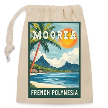 Erkunden Sie tropische Moorea in Französisch-Polynesien - Verschließbarer Geschenkbeutel aus Baumwolle (14x20cm) - Natur - Vorne
