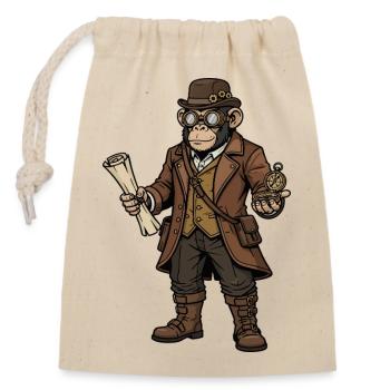Monkey Explorer Steampunk Retro-Abenteuer - Verschließbarer Geschenkbeutel aus Baumwolle (14x20cm) - Natur - Vorne