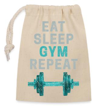 Eat Sleep Gym Repeat Fitnessstudio Bodybuilder - Verschließbarer Geschenkbeutel aus Baumwolle (14x20cm) - Natur - Vorne